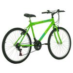 Bicicleta Eden Mountain Bike Aro 26 Quadro Aço 18 Marchas V-Brake Verde Kawasaki Free Action