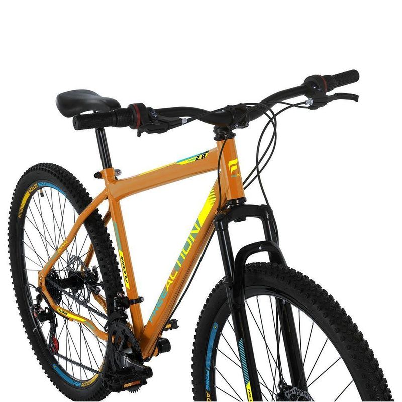 Bicicleta Flexus 20 Mountain Bike Aro 29 Quadro Aço 21 Marchas Free Action Laranja