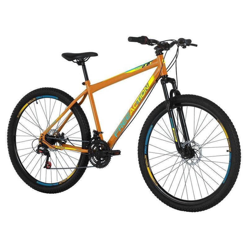 Bicicleta Flexus 20 Mountain Bike Aro 29 Quadro Aço 21 Marchas Free Action Laranja