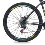 Bicicleta Flexus 20 Mountain Bike Aro 29 Quadro Aço 21v Free Action Preto Com Azul/Amarelo