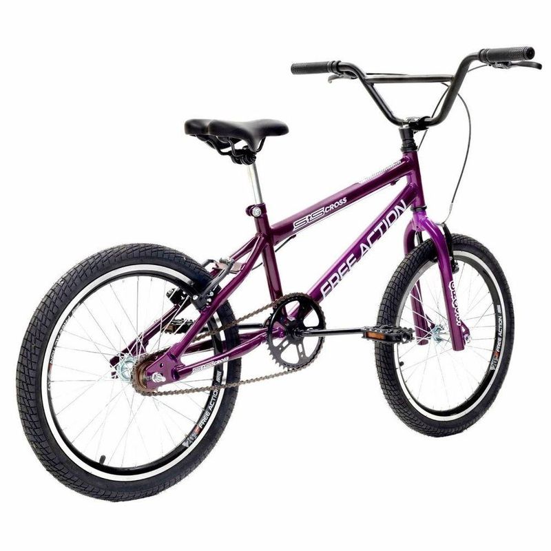 Bicicleta Bmx Sts Cross Aro 20 Quadro Aço 1 Marcha Violeta Free Action