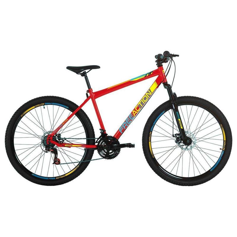 Bicicleta Flexus 20 Mountain Bike Aro 29 Quadro Aço 21 Marchas Free Action Vermelho Coke