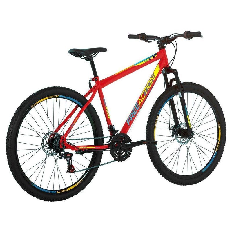 Bicicleta Flexus 20 Mountain Bike Aro 29 Quadro Aço 21 Marchas Free Action Vermelho Coke
