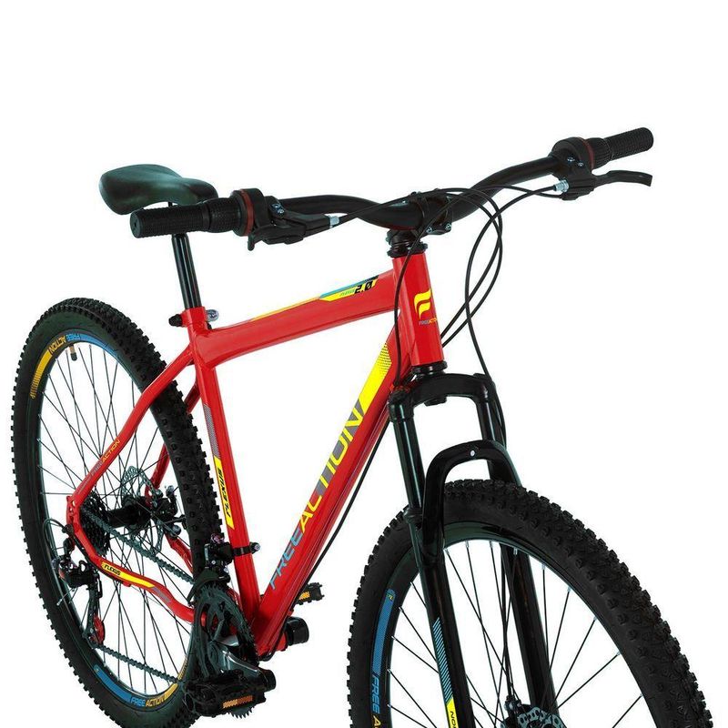 Bicicleta Flexus 20 Mountain Bike Aro 29 Quadro Aço 21 Marchas Free Action Vermelho Coke