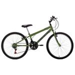 Bicicleta Eden Mountain Bike Aro 24 Quadro Aço 18 Marchas V-Brake Verde Militar Free Action