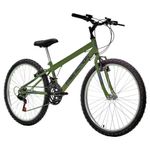Bicicleta Eden Mountain Bike Aro 24 Quadro Aço 18 Marchas V-Brake Verde Militar Free Action