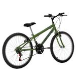 Bicicleta Eden Mountain Bike Aro 24 Quadro Aço 18 Marchas V-Brake Verde Militar Free Action