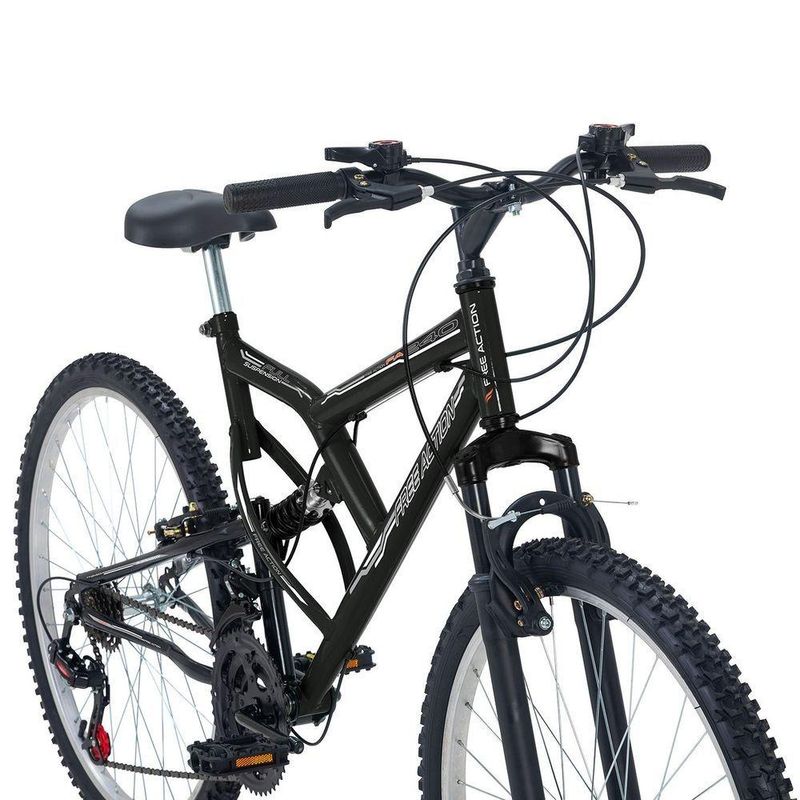 Bicicleta Full FA 240 Mountain Bike Aro 26 Quadro Aço 18 Marchas Preto Free Action
