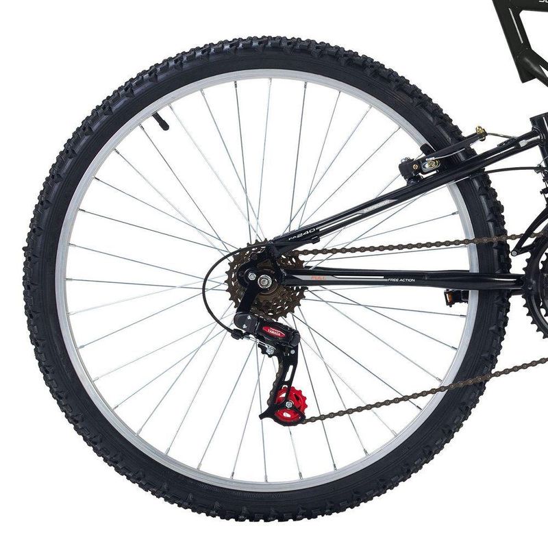 Bicicleta Full FA 240 Mountain Bike Aro 26 Quadro Aço 18 Marchas Preto Free Action