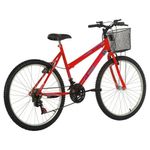 Bicicleta Donna Mountain Bike Aro 26 Quadro Aço 18 Marchas V-Brake Vermelho Coke Free Action