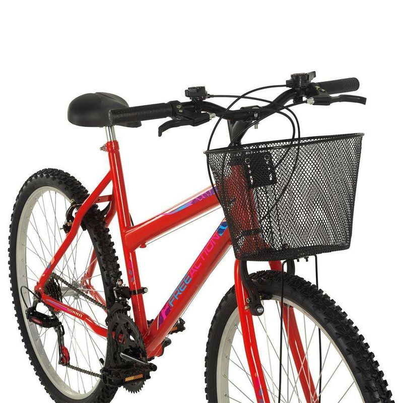 Bicicleta Donna Mountain Bike Aro 26 Quadro Aço 18 Marchas V-Brake Vermelho Coke Free Action