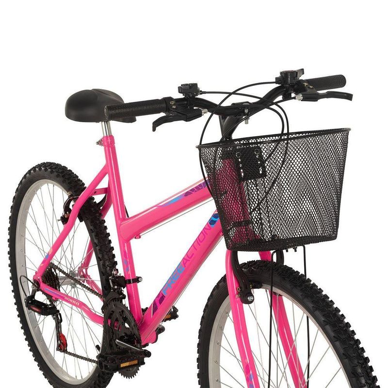 Bicicleta Donna Mountain Bike Aro 26 Quadro Aço 18 Marchas V-Brake Rosa Chicle Free Action