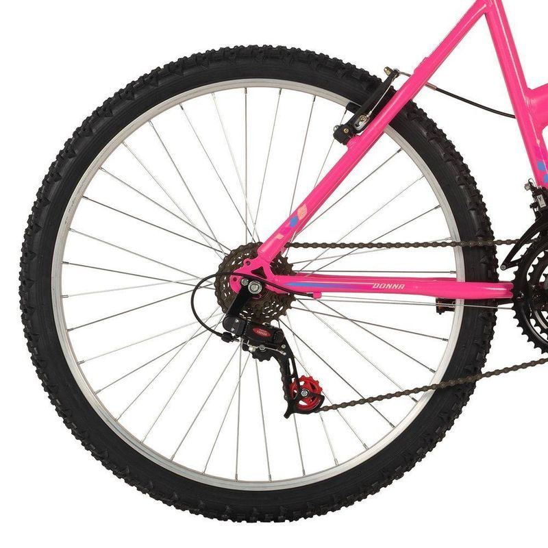 Bicicleta Donna Mountain Bike Aro 26 Quadro Aço 18 Marchas V-Brake Rosa Chicle Free Action