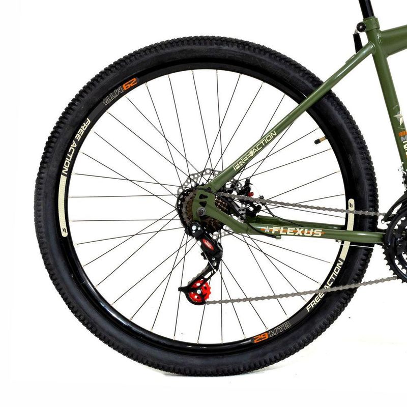 Bicicleta Flexus 15 Mtb Aro 29 Quadro Aço 21 Marchas Freio a Disco Free Action Verde Militar