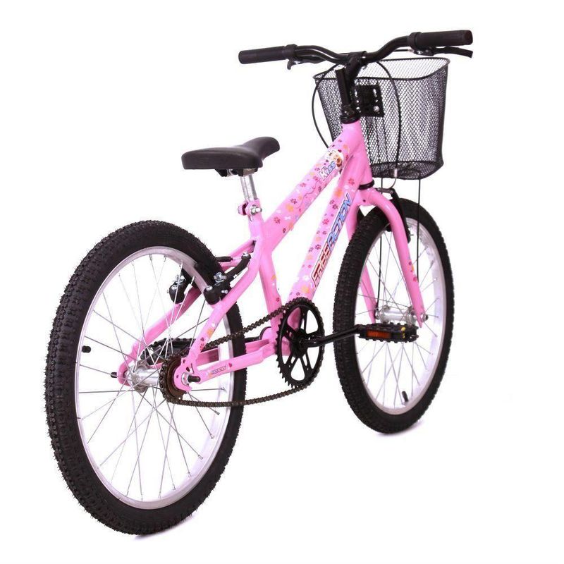 Bicicleta Aro 20 Kiss Mtb Quadro Aço 1v V-Brake Rosa Claro Free Action
