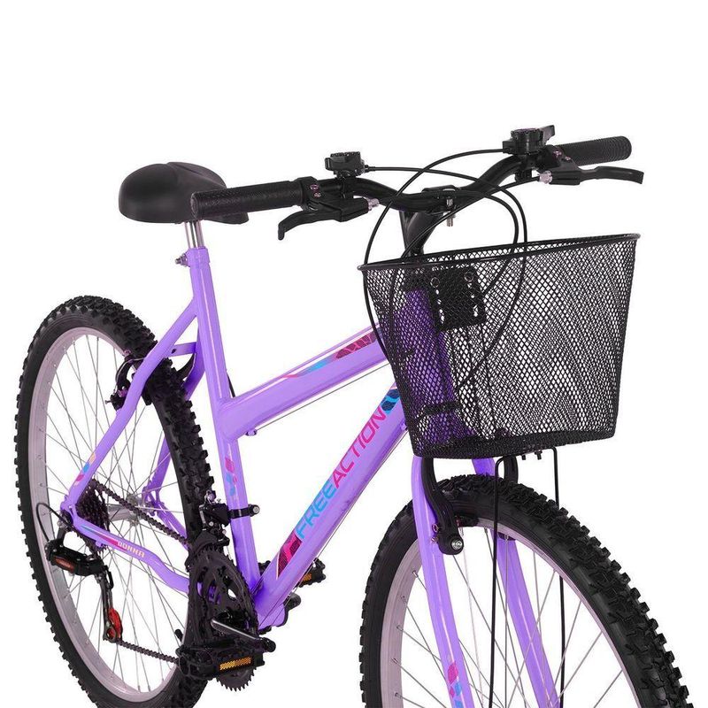 Bicicleta Donna Mtb Aro 26 Quadro Aço 18 Marchas Lilás Free Action