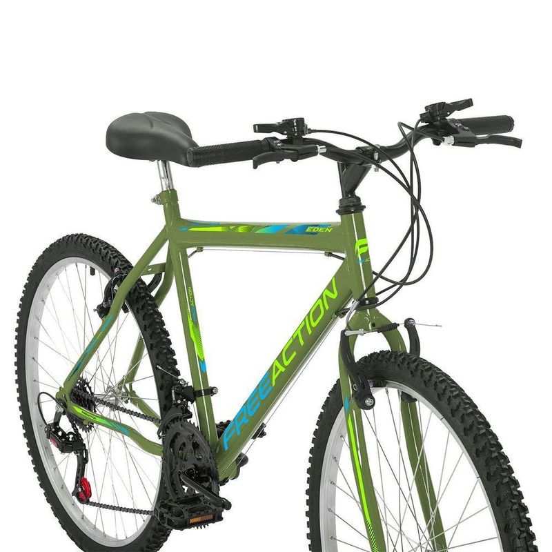 Bicicleta Eden Mountain Bike Aro 26 Quadro Aço 18 Marchas Verde Militar Free Action