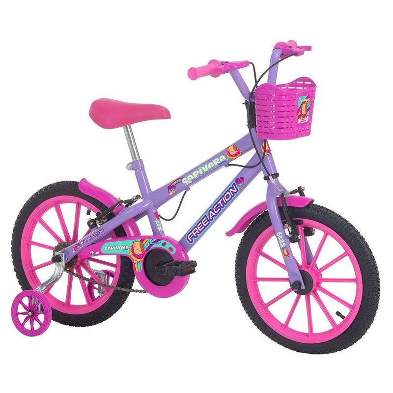 Bicicleta Aro 16 Capivara Lovers Mtb com V-brake Lilás Free Action