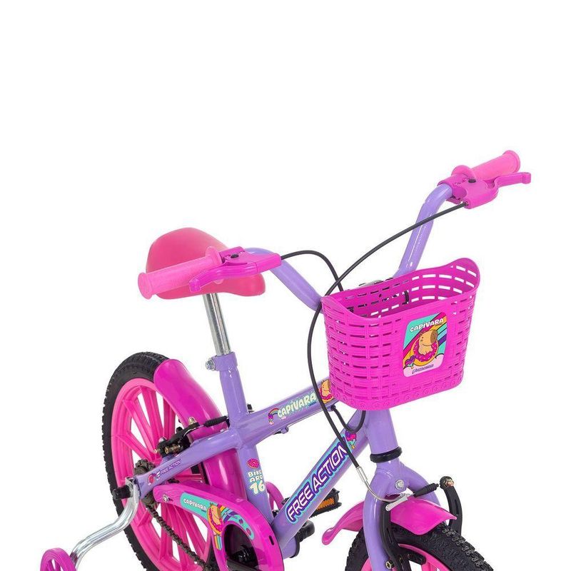 Bicicleta Aro 16 Capivara Lovers Mtb com V-brake Lilás Free Action