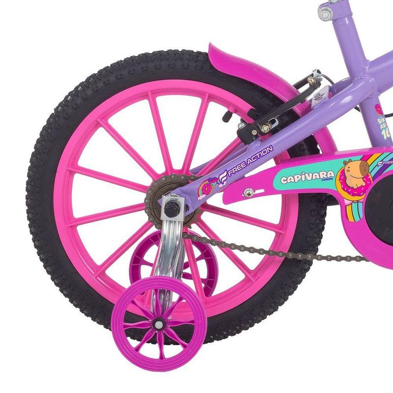 Bicicleta Aro 16 Capivara Lovers Mtb com V-brake Lilás Free Action
