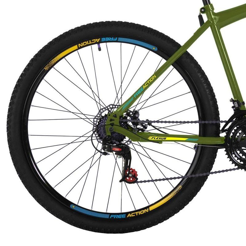 Bicicleta Flexus 20 Mountain Bike Aro 29 Quadro Aço 21 Marchas Free Action Verde Militar