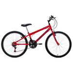 Bicicleta Eden Mountain Bike Aro 24 Quadro Aço 18 Marchas V-Brake Vermelho Coke Free Action