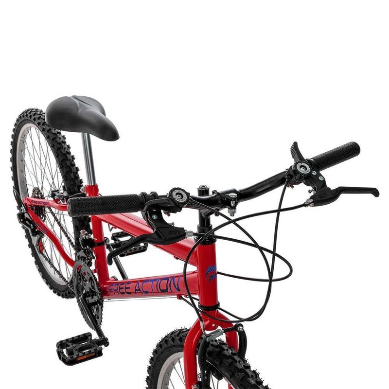Bicicleta Eden Mountain Bike Aro 24 Quadro Aço 18 Marchas V-Brake Vermelho Coke Free Action