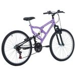 Bicicleta Full FA 240 Mountain Bike Aro 26 Quadro Aço 18 Marchas Lilás Free Action