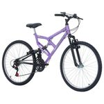 Bicicleta Full FA 240 Mountain Bike Aro 26 Quadro Aço 18 Marchas Lilás Free Action