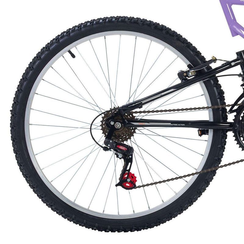 Bicicleta Full FA 240 Mountain Bike Aro 26 Quadro Aço 18 Marchas Lilás Free Action