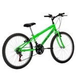 Bicicleta Eden Mountain Bike Aro 24 Quadro Aço 18 Marchas V-Brake Verde Kawasaki Free Action