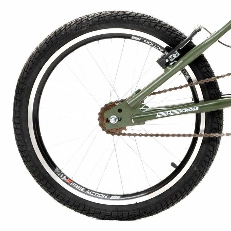 Bicicleta Bmx Sts Cross Aro 20 Aço 1v Verde Militar Free Action