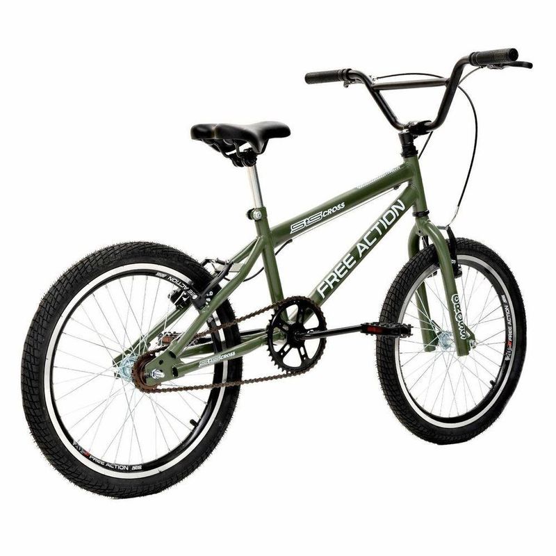 Bicicleta Bmx Sts Cross Aro 20 Aço 1v Verde Militar Free Action