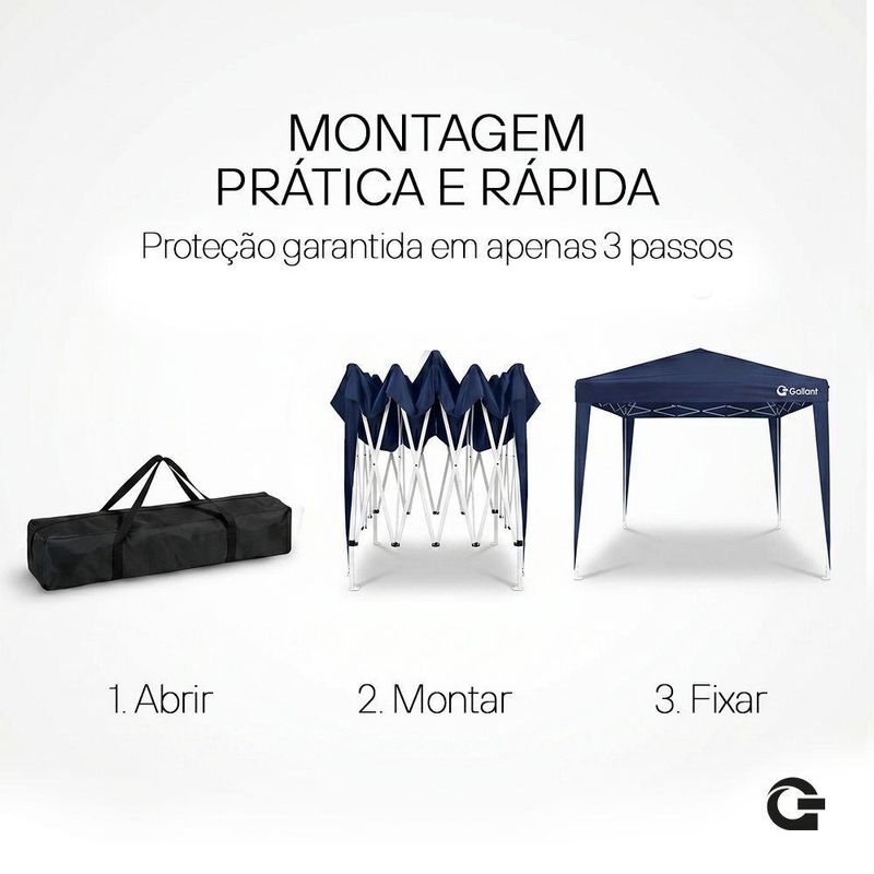 Tenda Gazebo Sanfonado Dobrável 3x3m com Mala de Transporte Gallant Azul (GTG03SF01AR-AZ)