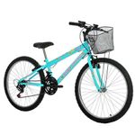Bicicleta Donna Mtb Aro 24 Quadro em Aço 18 Marchas Verde Tiffany Free Action