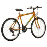 Bicicleta Eden Mountain Bike Aro 26 Quadro Aço 18 Marchas V-Brake Laranja Free Action