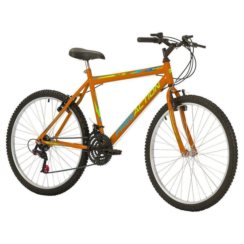 Bicicleta Eden Mountain Bike Aro 26 Quadro Aço 18 Marchas V-Brake Laranja Free Action
