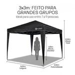 Tenda Gazebo Sanfonado Dobrável 3x3m com Mala de Transporte Gallant Preto (GTG03SF01AR-PT)