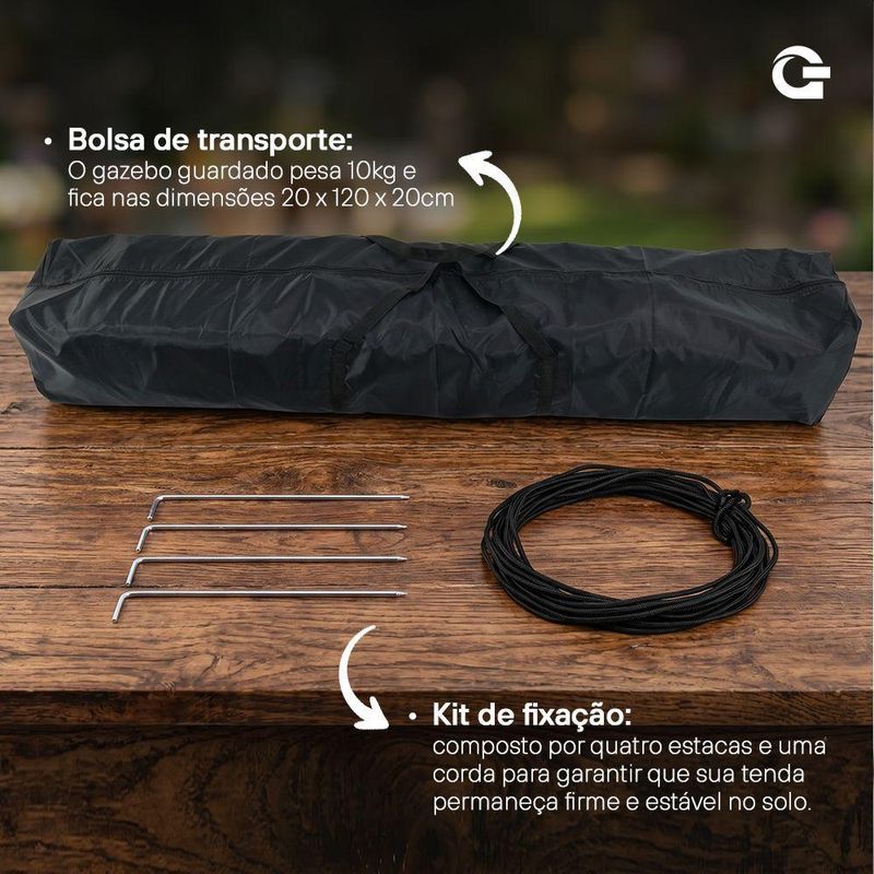 Tenda Gazebo Sanfonado Dobrável 3x3m com Mala de Transporte Gallant Preto (GTG03SF01AR-PT)