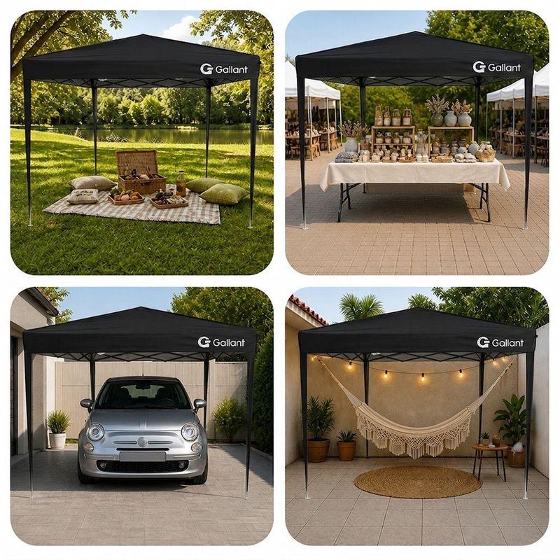 Tenda Gazebo Sanfonado Dobrável 3x3m com Mala de Transporte Gallant Preto (GTG03SF01AR-PT)