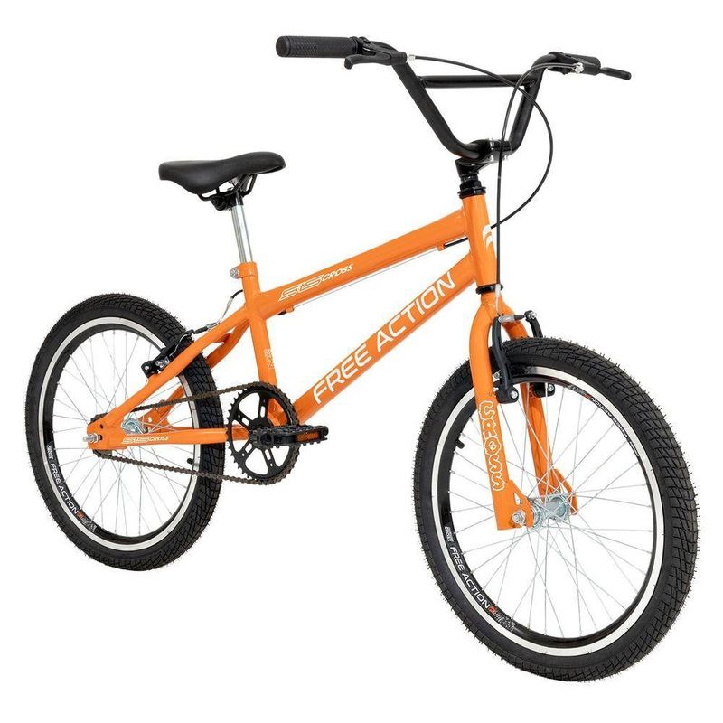 Bicicleta Bmx Sts Cross Aro 20 Quadro Aço 1 Velocidade Laranja Free Action