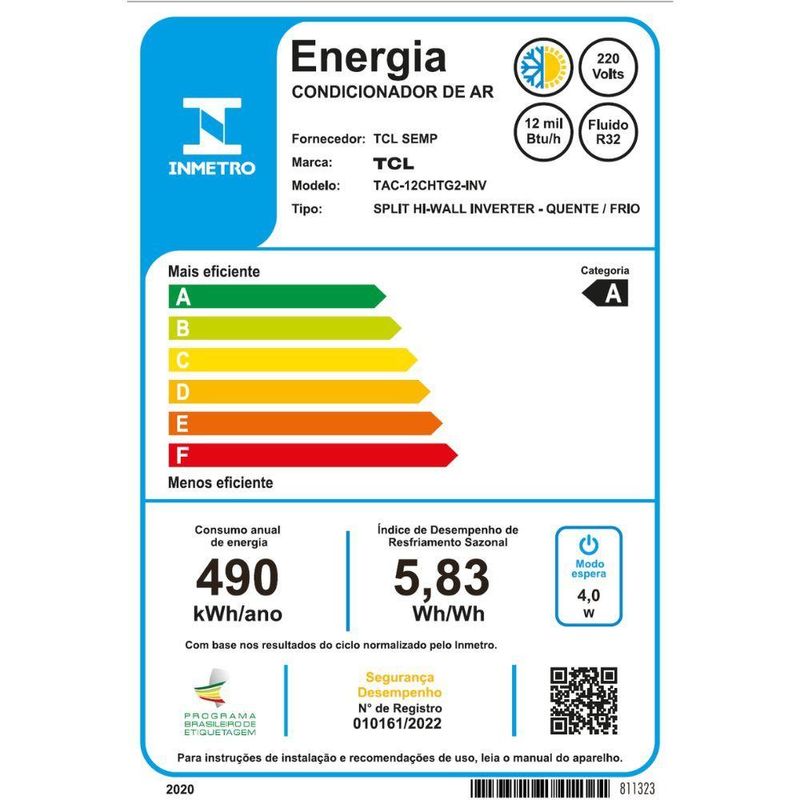 Ar Condicionado Split Inverter TCL T-PRO 20 12000 BTUs Quente e Frio 220V TAC-12CHTG2-INV