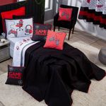 Kit Cobre Leito Colcha Solteiro Game Streamer Vermelho Dupla Face Com Almofadas Estampadas 05 Peças