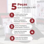 Kit Cobre Leito Colcha Solteiro Game Streamer Vermelho Dupla Face Com Almofadas Estampadas 05 Peças