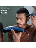 Máquina de cortar cabelo mondial pratic style cr-10 com 8 acessórios, lâminas em aço inox, bivolt - azul