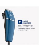 Máquina de cortar cabelo mondial pratic style cr-10 com 8 acessórios, lâminas em aço inox, bivolt - azul