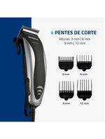Máquina de cortar cabelo mondial hair stylo cr-02 4 com pentes prata/preta