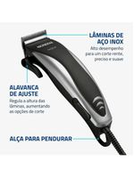 Máquina de cortar cabelo mondial hair stylo cr-02 4 com pentes prata/preta