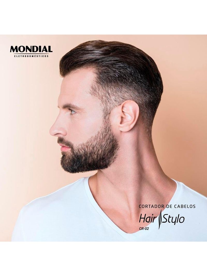Máquina de cortar cabelo mondial hair stylo cr-02 4 com pentes prata/preta