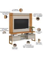 Rack Para Sala Com Painel Para Tv 55 Pol Esmirna L05 Nature Off White - Lyam Decor